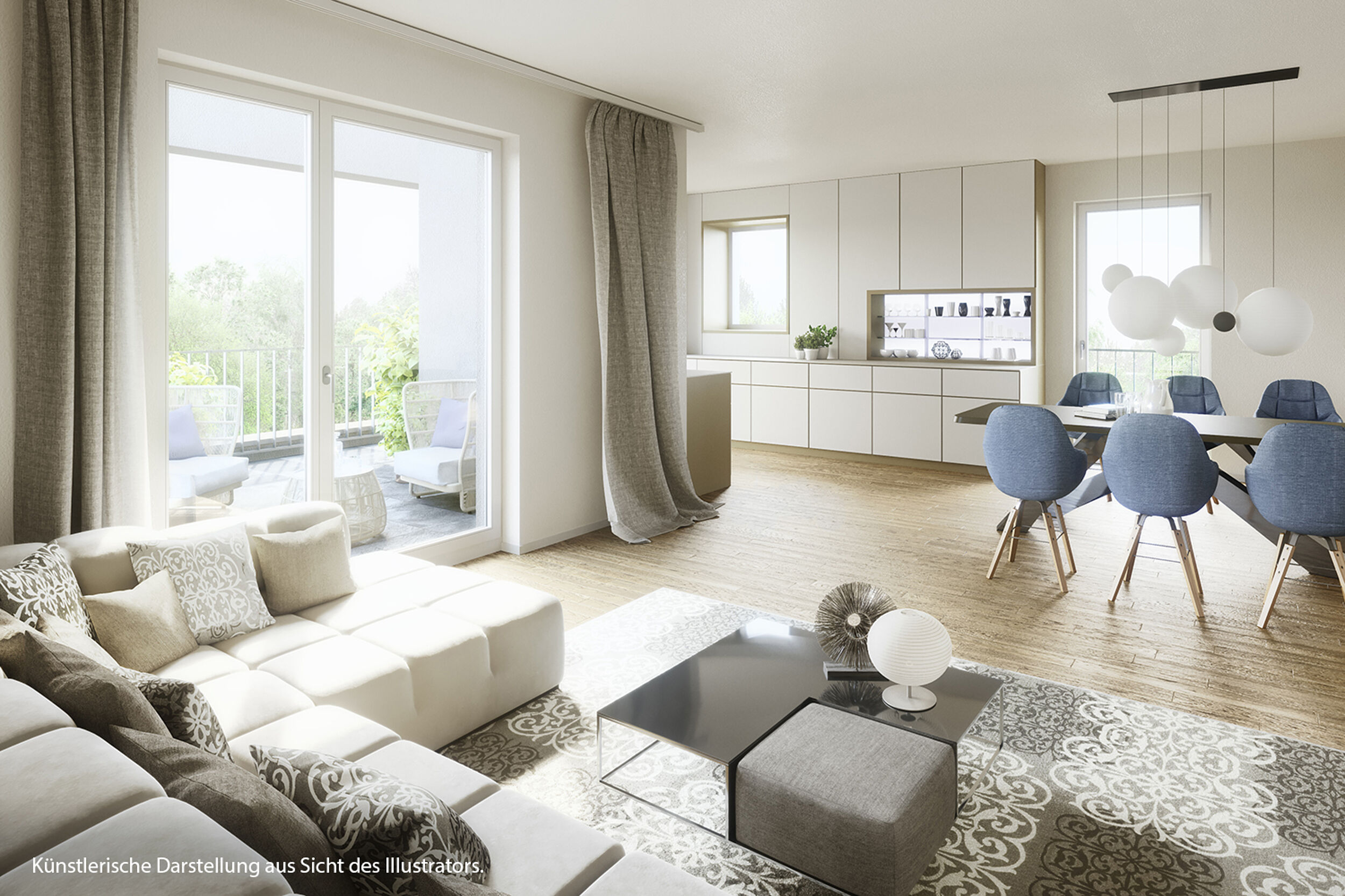 HI-Wohnbau Illustration beispielhafter Wohnraum Zeitgemäß wohnen