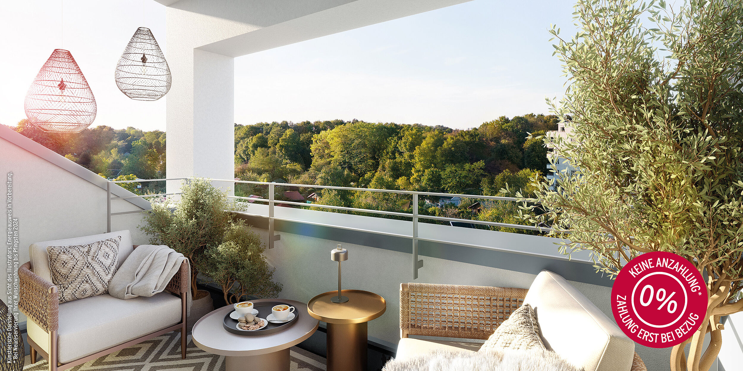 HI-Wohnbau DAS NESTROY Illustration Balkon DAS NESTROY: STADTWOHNUNGEN AM WESTPARK – HERBST 2024 EINZIEHEN